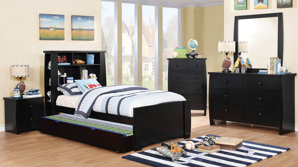 Furniture Of America Marlee Black Transitional 4-Piece Twin Bedroom Set Model CM7651BK-T-4PC - MONAVILLA