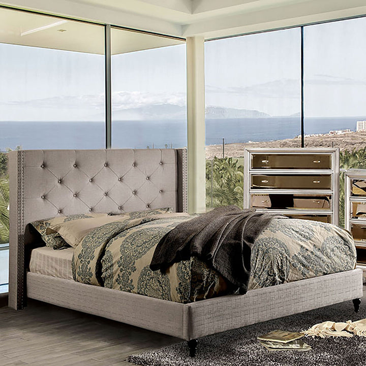 Furniture Of America Anabelle Warm Gray Transitional Bed Model CM7677GY - MONAVILLA