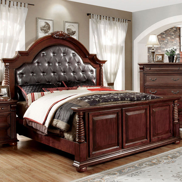 Furniture Of America Esperia Brown Cherry Traditional Queen Bed Model CM7711Q-BED - MONAVILLA