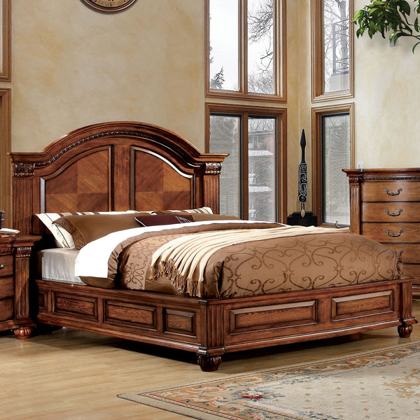 Furniture Of America Bellagrand Antique Tobacco Oak Traditional Queen Bed Model CM7738Q-BED - MONAVILLA