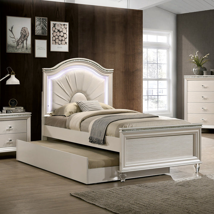 Furniture Of America Allie Pearl White Contemporary Twin Bed Model CM7901T-BED - MONAVILLA