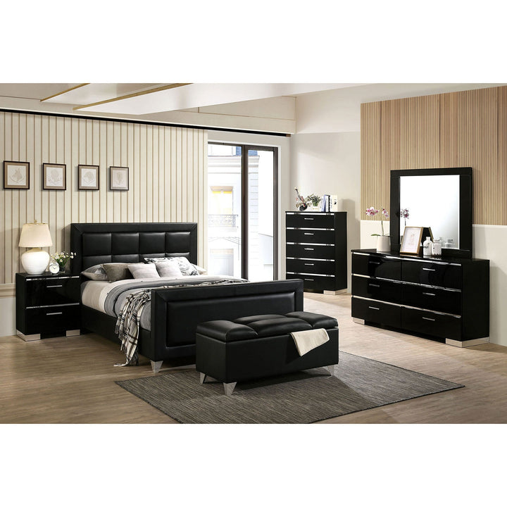 Furniture Of America Menkar Black/Chrome Contemporary 4-Piece Queen Bedroom Set Model CM7913Q-4PC - MONAVILLA