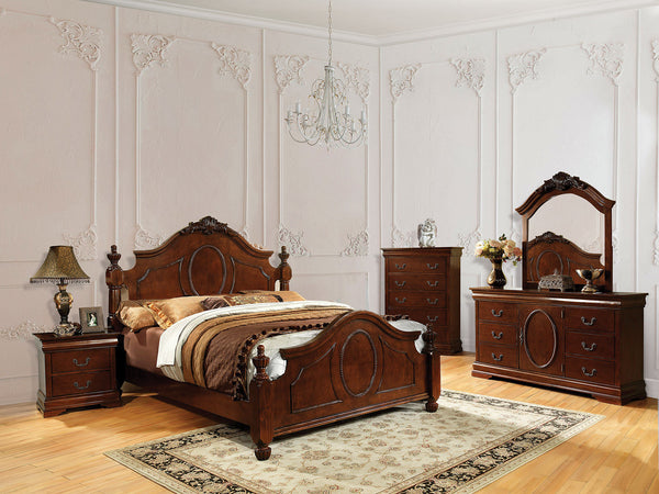 Furniture Of America Velda Brown Cherry Traditional 5-Piece Queen Bedroom Set With 2 Night Stand Model CM7952Q-5PC-2NS - MONAVILLA