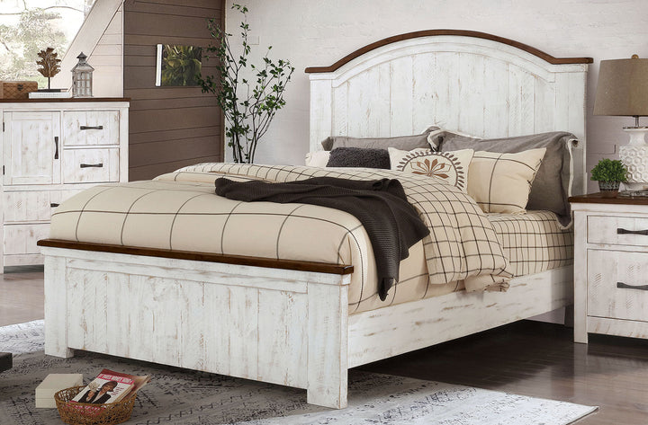 Furniture Of America Alyson Distressed White/Walnut Transitional Bed Model CM7962 - MONAVILLA