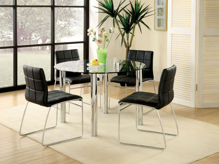 Furniture Of America Kona Chrome Contemporary Round Dining Table Model CM8320T-TABLE - MONAVILLA