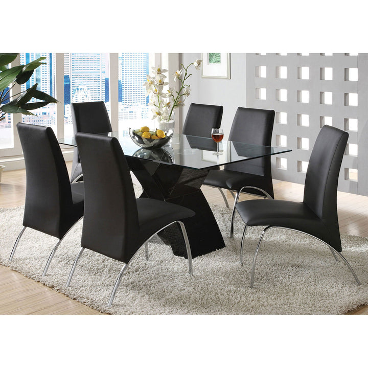 Furniture Of America Wailoa Black Contemporary 7-Piece Dining Table Set Model CM8370BK-T-7PC - MONAVILLA