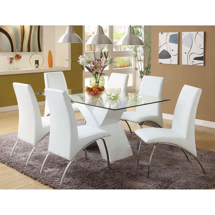 Furniture Of America Wailoa White Contemporary 7-Piece Dining Table Set Model CM8370WH-T-7PC - MONAVILLA