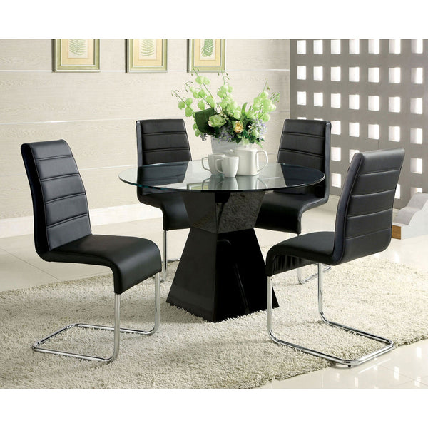 Furniture Of America Mauna Black Contemporary Round Dining Table Model CM8371BK-T-TABLE - MONAVILLA