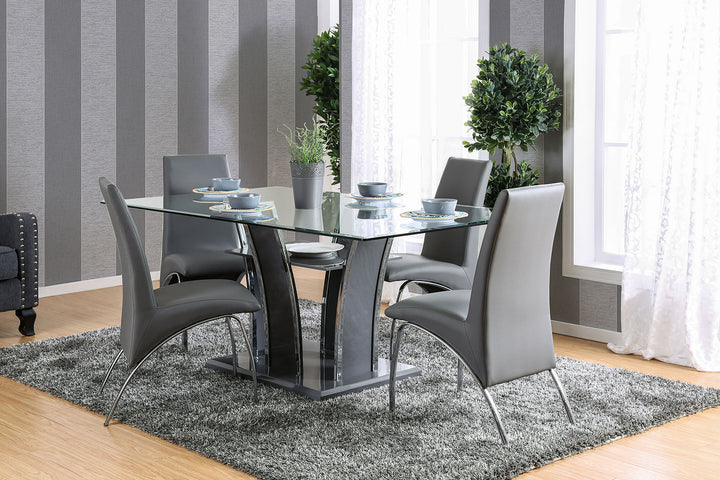 Furniture Of America Glenview Gray/Chrome Contemporary 7-Piece Dining Table Set Model CM8372GY-T-7PC - MONAVILLA