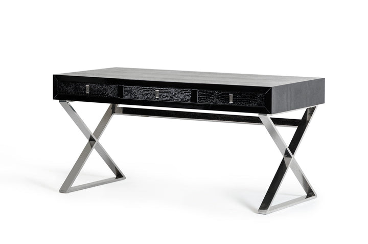 A&X Congress Transitional Black Crocodile Desk - MONAVILLA