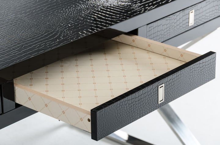 A&X Congress Transitional Black Crocodile Desk - MONAVILLA