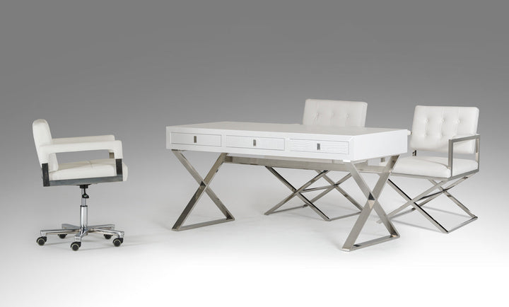 A&X Congress Transitional White Crocodile Desk - MONAVILLA