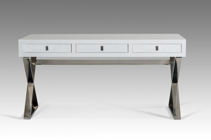 A&X Congress Transitional White Crocodile Desk - MONAVILLA