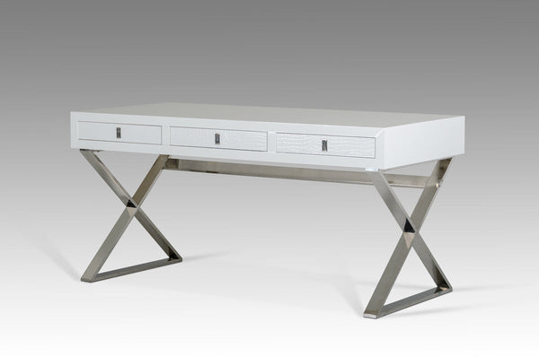 A&X Congress Transitional White Crocodile Desk - MONAVILLA