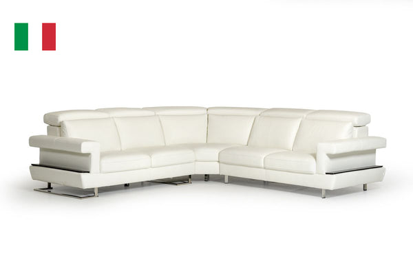 Estro Salotti Crosby Italian Modern White Leather Sectional Sofa - MONAVILLA