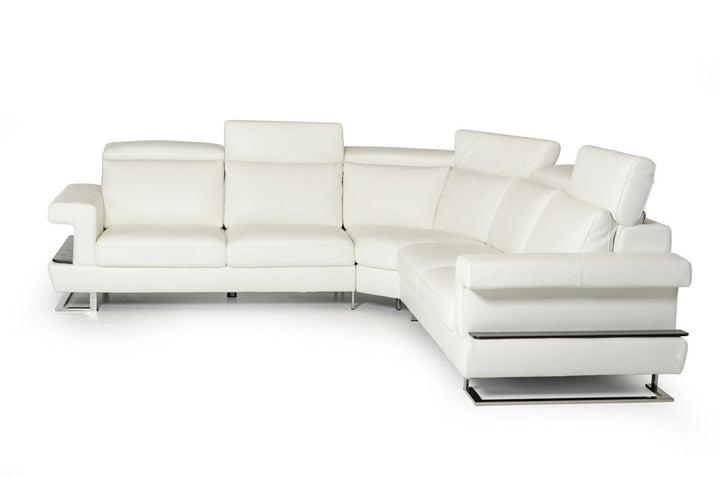 Estro Salotti Crosby Italian Modern White Leather Sectional Sofa - MONAVILLA