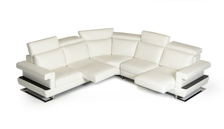 Estro Salotti Crosby Italian Modern White Leather Sectional Sofa - MONAVILLA