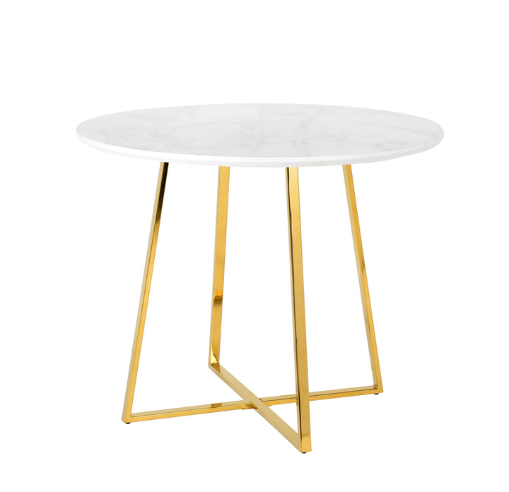 Modrest Swain Modern Faux Marble & Gold Round Dining Table - MONAVILLA