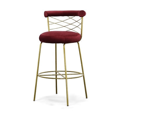 Modrest Dakin Modern Glam Red & Gold Barstool - MONAVILLA