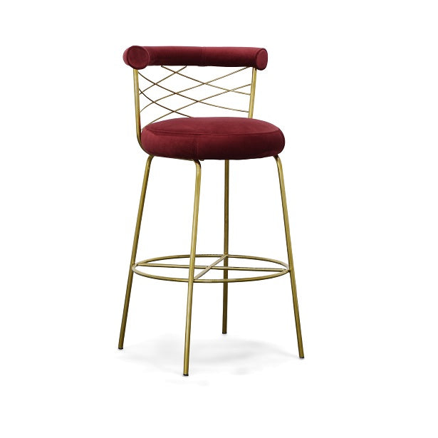 Modrest Dakin Modern Glam Red & Gold Barstool - MONAVILLA