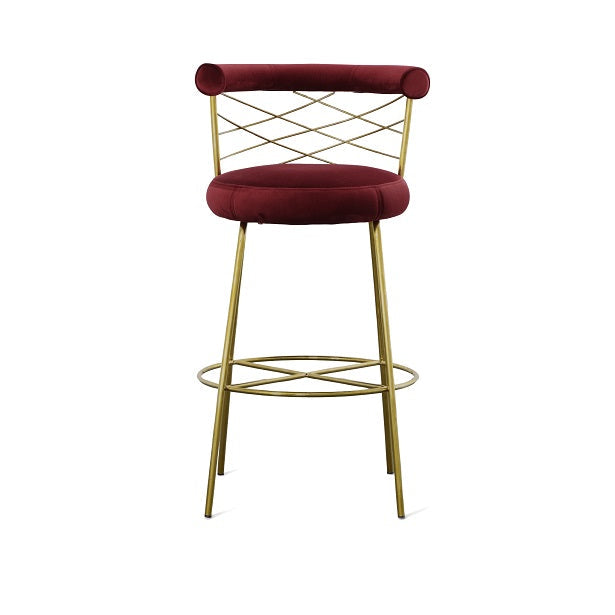 Modrest Dakin Modern Glam Red & Gold Barstool - MONAVILLA