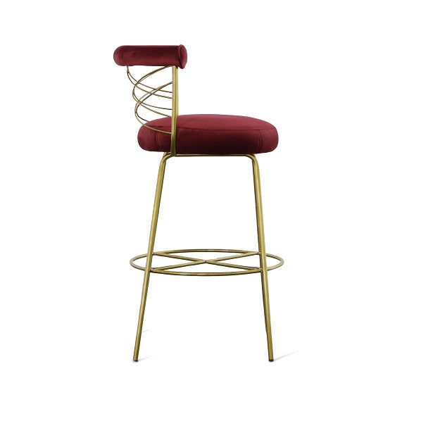 Modrest Dakin Modern Glam Red & Gold Barstool - MONAVILLA