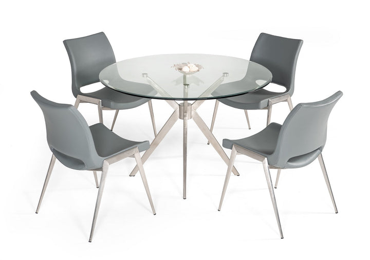 Modrest Dallas Modern Brushed Stainless Steel Dining Table - MONAVILLA