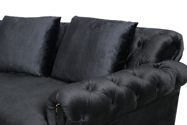 Divani Casa Darla Modern Black Velvet Circular Sectional Sofa - MONAVILLA