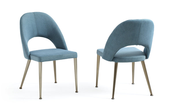 Gloria Modern Blue & Antique Brass Dining Chair (Set of 2) - MONAVILLA