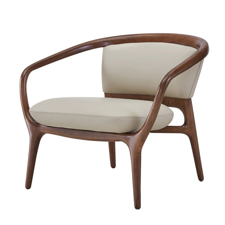 Modrest Deana Mid Century Beige & Walnut Accent Chair - MONAVILLA