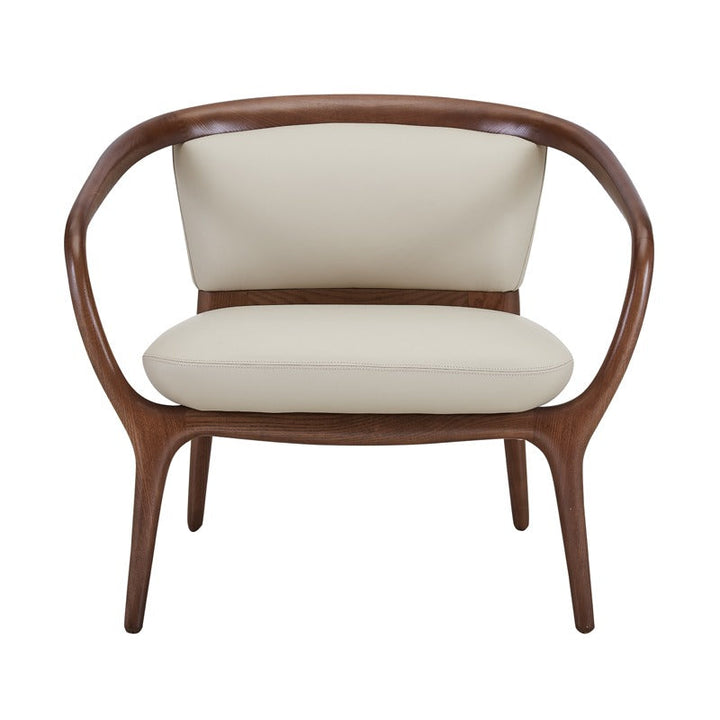 Modrest Deana Mid Century Beige & Walnut Accent Chair - MONAVILLA