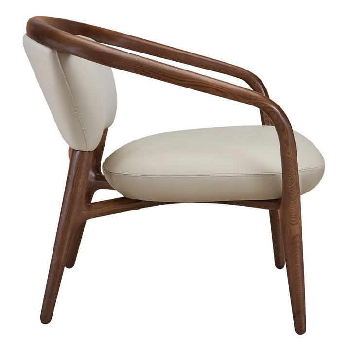 Modrest Deana Mid Century Beige & Walnut Accent Chair - MONAVILLA