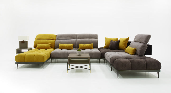 David Ferrari Display Italian Modern Grey & Yellow Fabric Modular Sectional Sofa - MONAVILLA