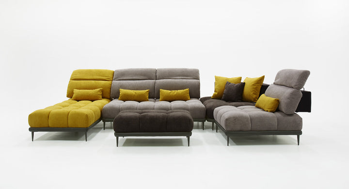 David Ferrari Display Italian Modern Grey & Yellow Fabric Modular Sectional Sofa - MONAVILLA