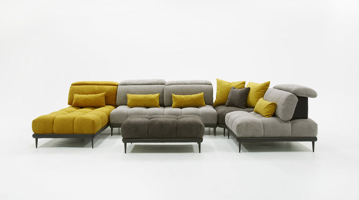 David Ferrari Display Italian Modern Grey & Yellow Fabric Modular Sectional Sofa - MONAVILLA