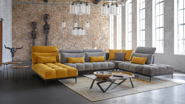 David Ferrari Display Italian Modern Grey & Yellow Fabric Modular Sectional Sofa - MONAVILLA