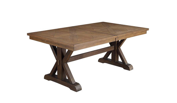 ACME Pascaline Gray Fabric, Rustic Brown & Oak Finish Dining Table Model DN00702 - MONAVILLA