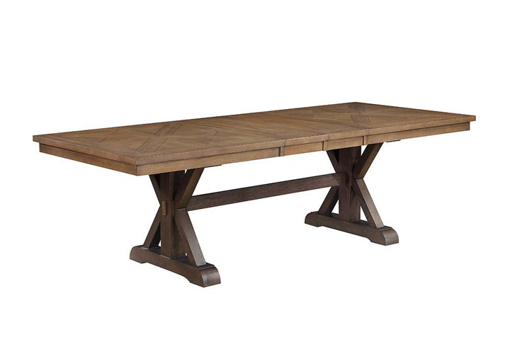 ACME Pascaline Gray Fabric, Rustic Brown & Oak Finish Dining Table Model DN00702 - MONAVILLA