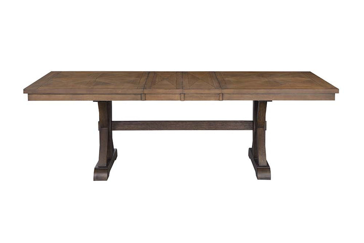 ACME Pascaline Gray Fabric, Rustic Brown & Oak Finish Dining Table Model DN00702 - MONAVILLA