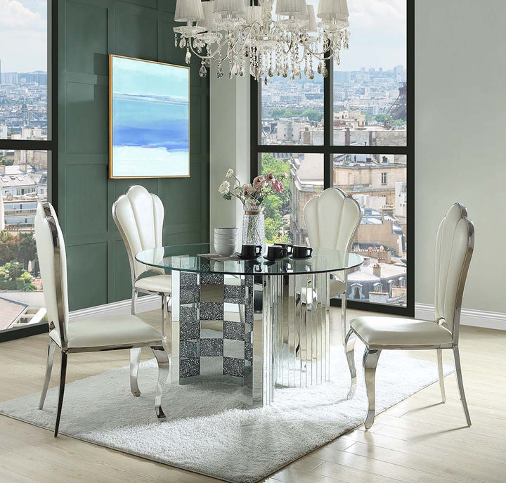 ACME Noralie Mirrored & Faux Diamonds Dining Table Model DN00718 - MONAVILLA