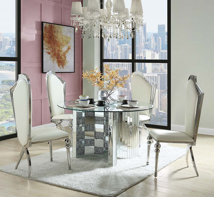 ACME Noralie Mirrored & Faux Diamonds Dining Table Model DN00718 - MONAVILLA