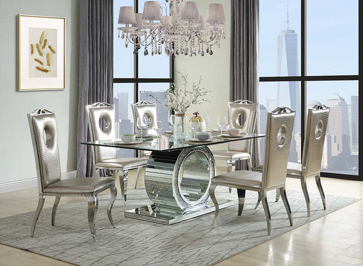 ACME Noralie Mirrored & Faux Diamonds Dining Table Model DN00720 - MONAVILLA