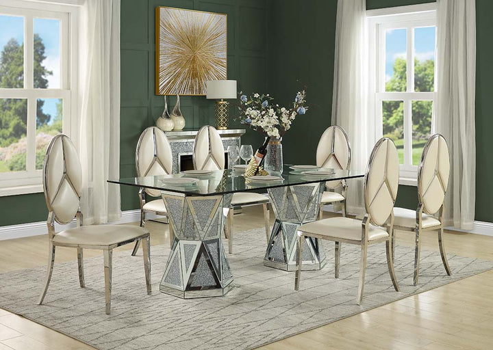 ACME Noralie Mirrored & Faux Diamonds Dining Table Model DN00722 - MONAVILLA