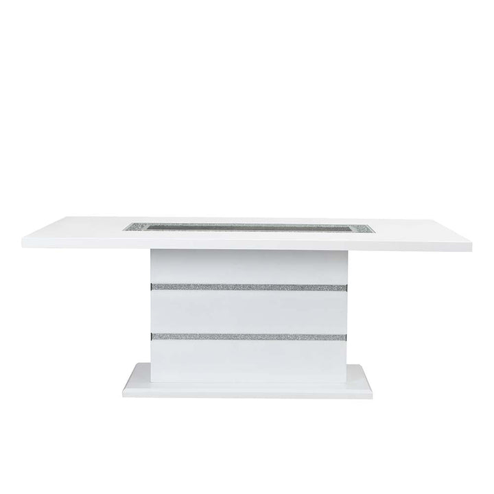 ACME Elizaveta Gray Velvet, Faux Crystal Diamonds &White High Gloss Finish Dining Table Model DN00814 - MONAVILLA