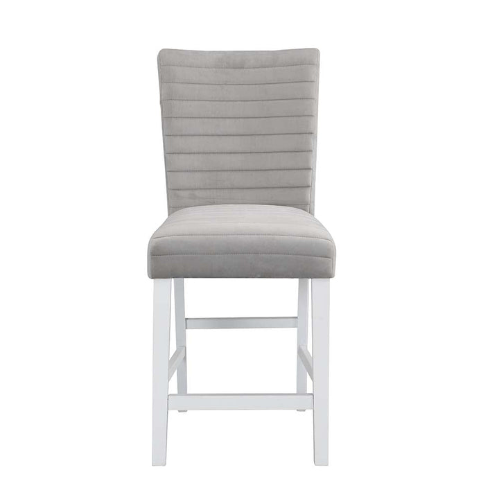 ACME Elizaveta Gray Velvet, Faux Crystal Diamonds &White High Gloss Finish Counter Height Chair Model DN00818 - MONAVILLA