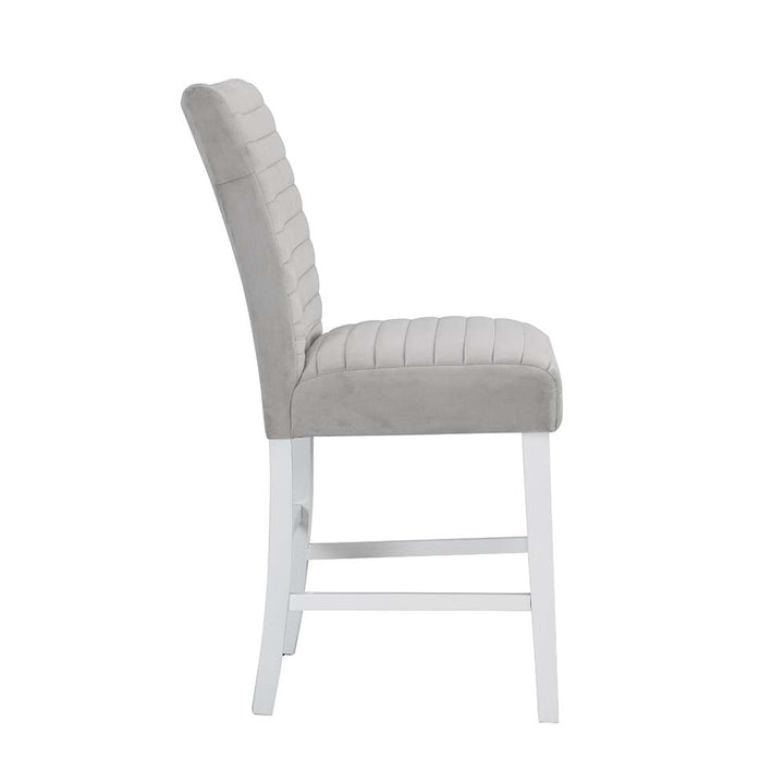 ACME Elizaveta Gray Velvet, Faux Crystal Diamonds &White High Gloss Finish Counter Height Chair Model DN00818 - MONAVILLA