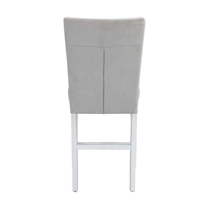 ACME Elizaveta Gray Velvet, Faux Crystal Diamonds &White High Gloss Finish Counter Height Chair Model DN00818 - MONAVILLA