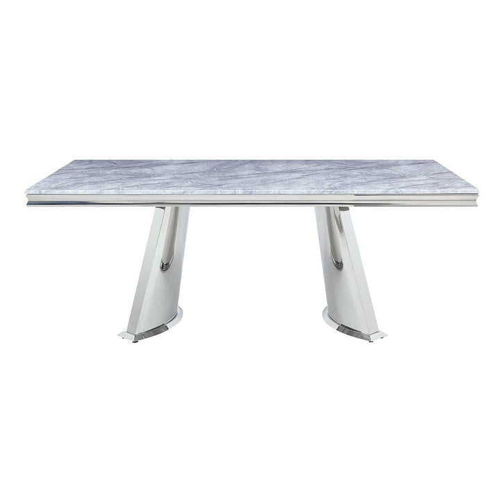 ACME Destry Faux Marble Top & Mirrored Silver Finish Dining Table Model DN01188 - MONAVILLA