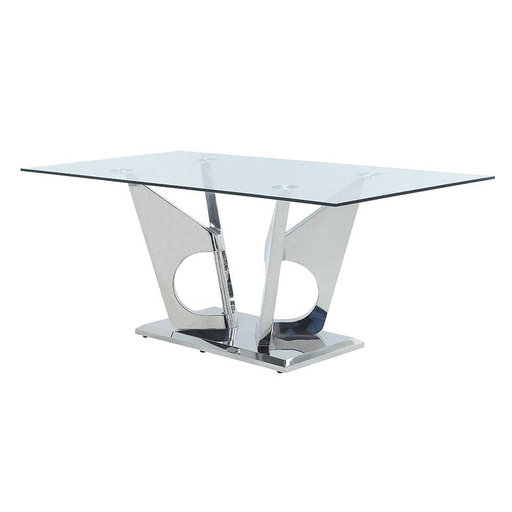 ACME Azriel Clear Glass & Mirrored Silver Finish Dining Table Model DN01191 - MONAVILLA