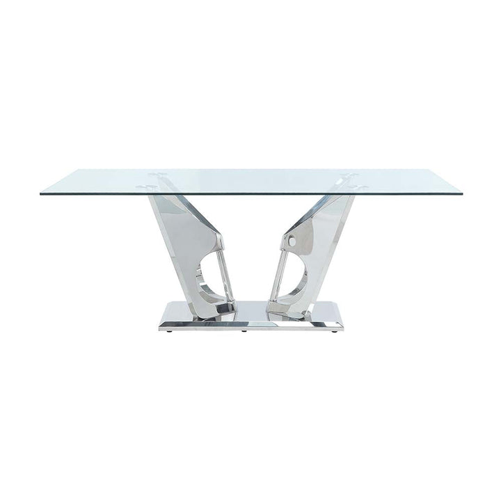 ACME Azriel Clear Glass & Mirrored Silver Finish Dining Table Model DN01191 - MONAVILLA